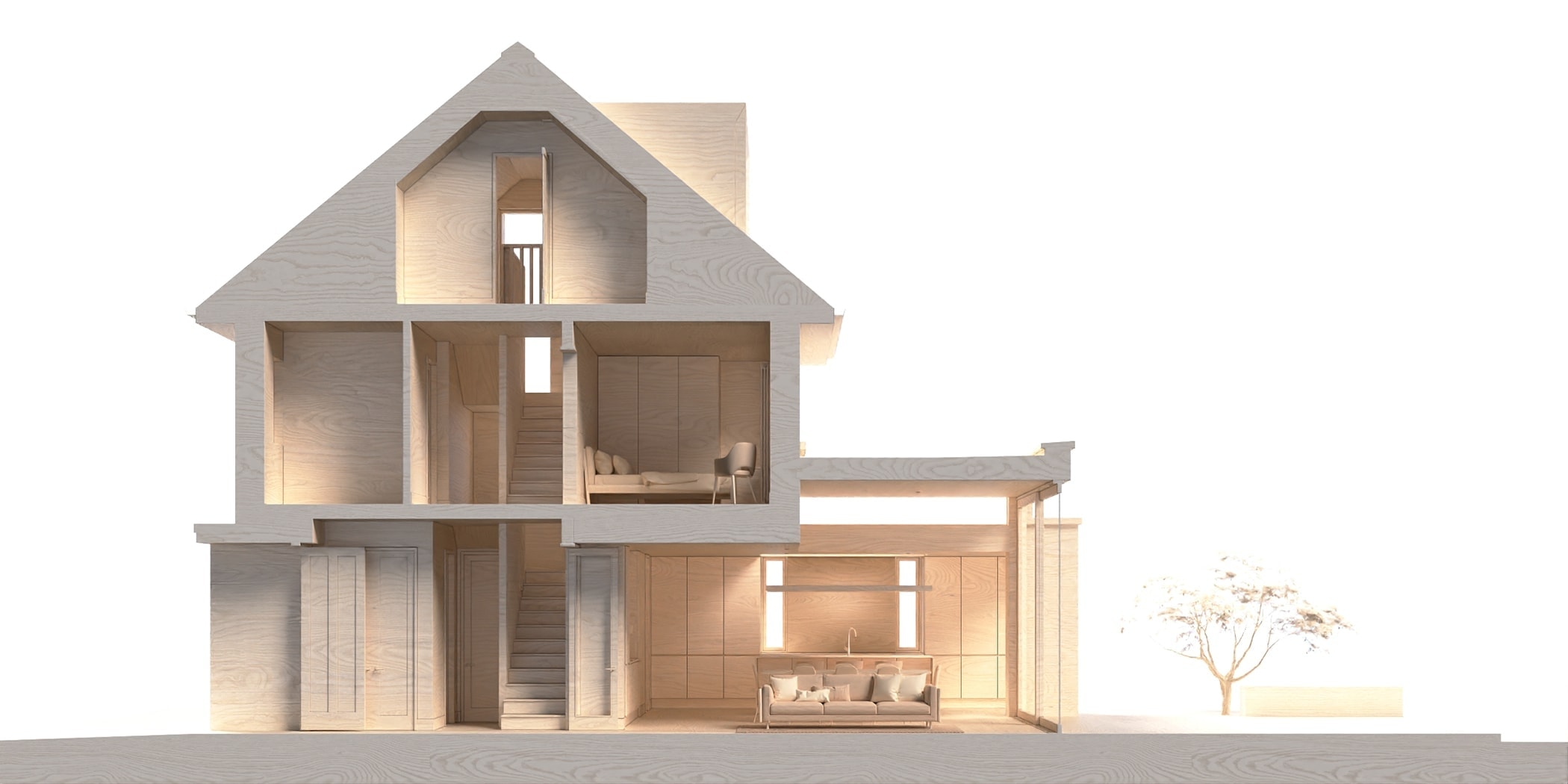 Relocated Staircase in Modern Reconfiguration and Extension - Malahide Conservation Transformation