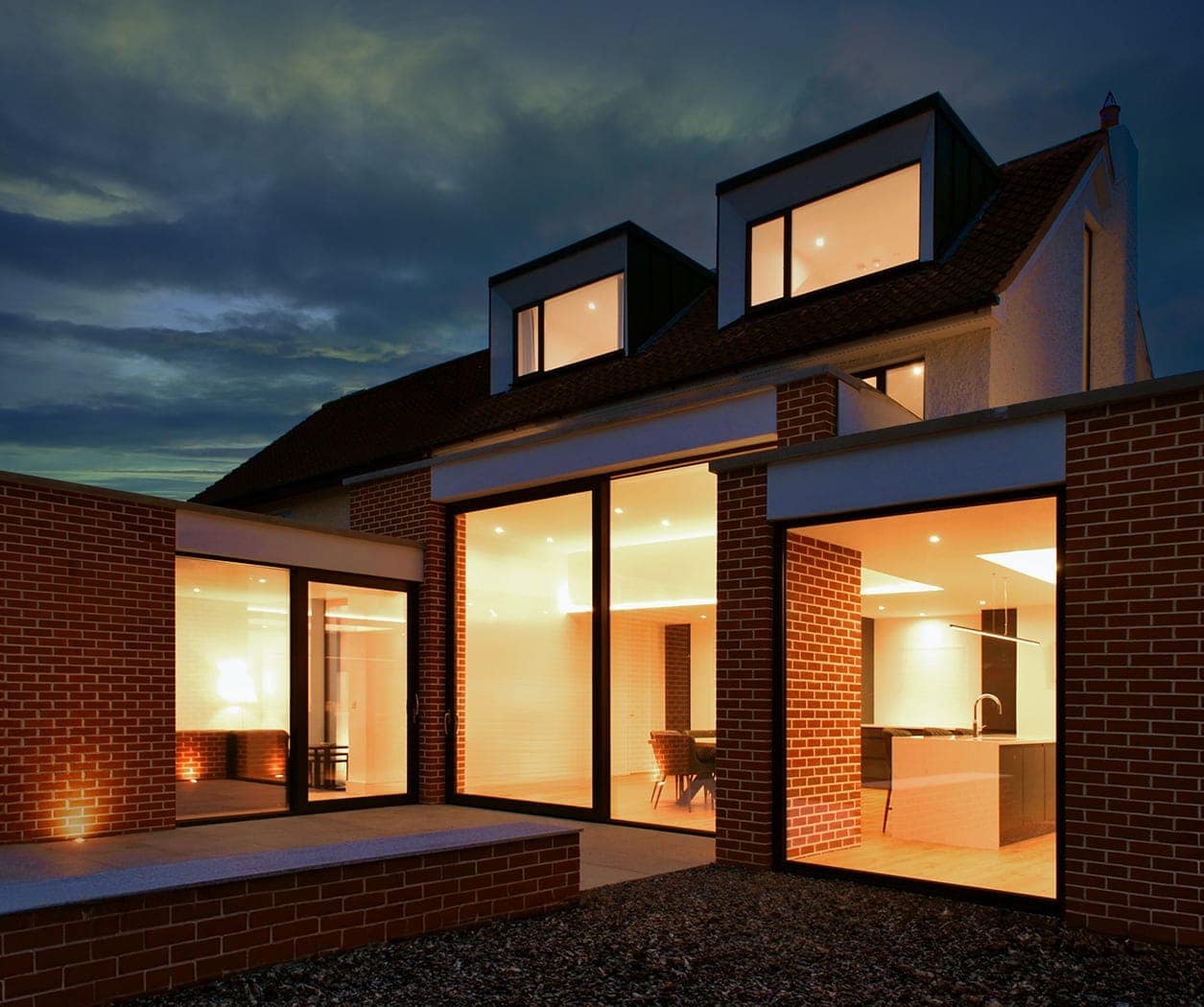 Rear Modern Elevation at Night - Malahide Conservation Transformation