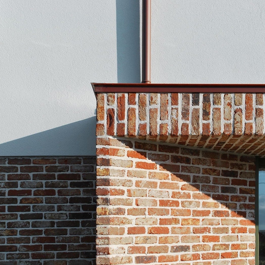 Architectural detail of brickwork and shadows on a Dublin residence