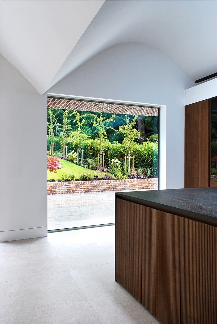 Interior view towards a garden designed by Dublin residential architects