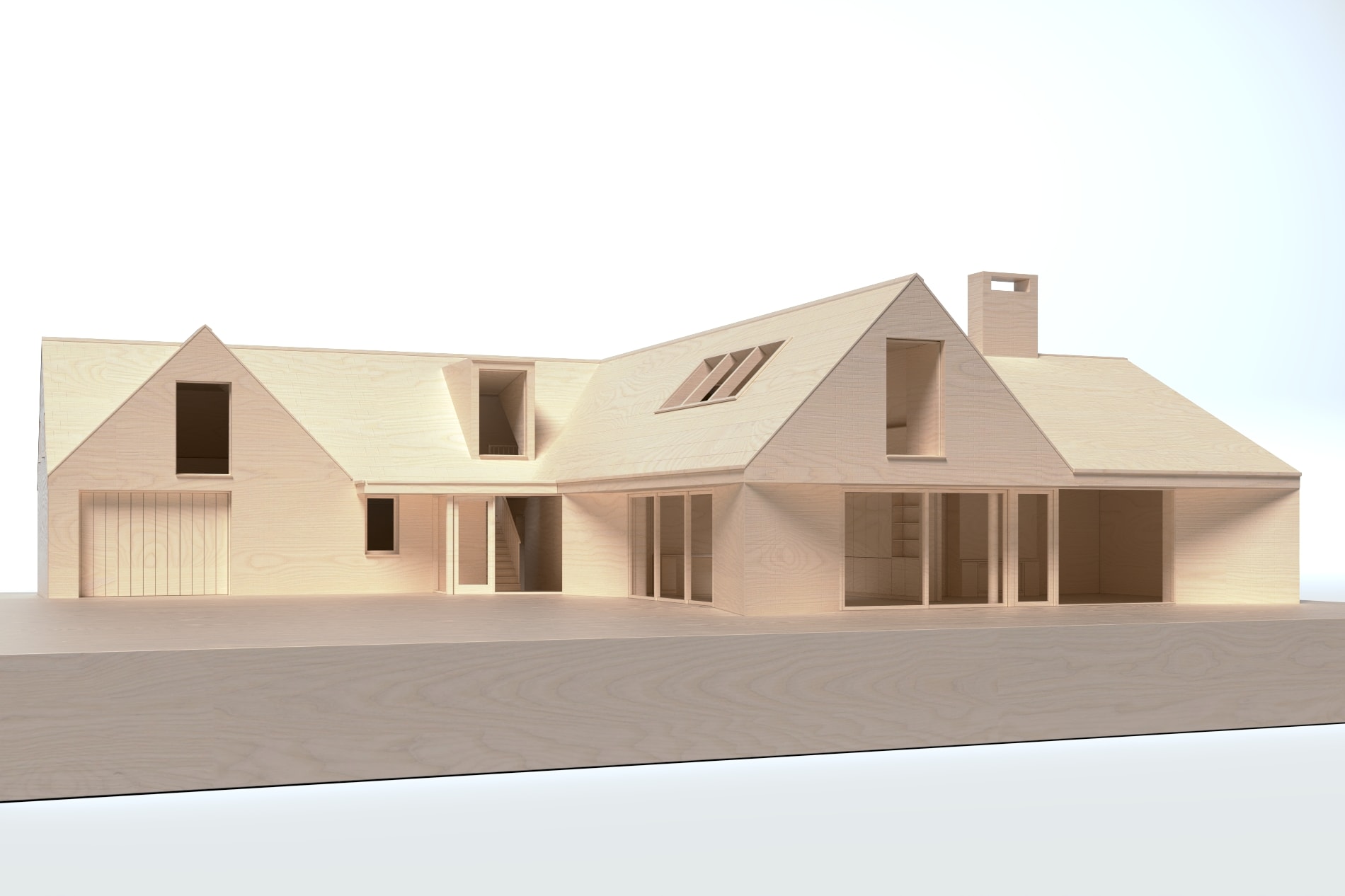 Timber model with new large areas of glazing to existing structure
