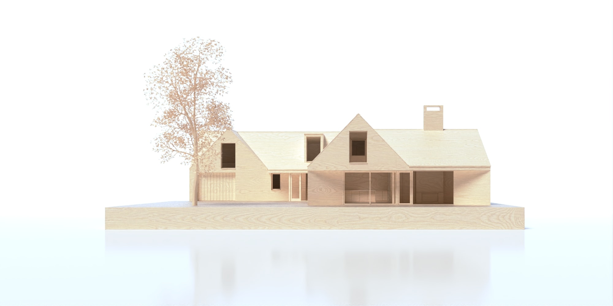 Reconstruction of dormer bungalow with dramatic gable elevation