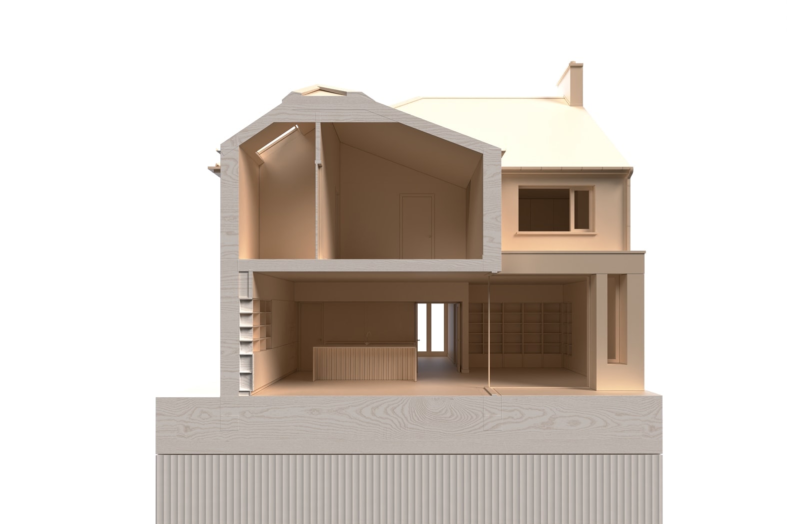 Sectional model of living spaces
