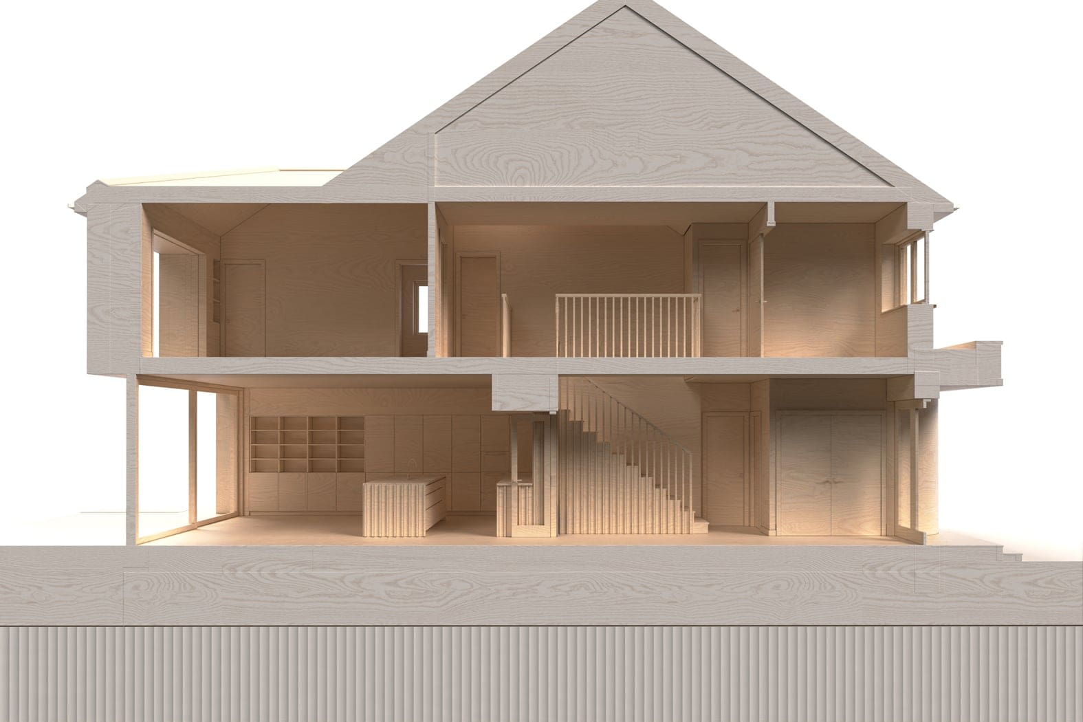 Digital model image showing the rear elevation