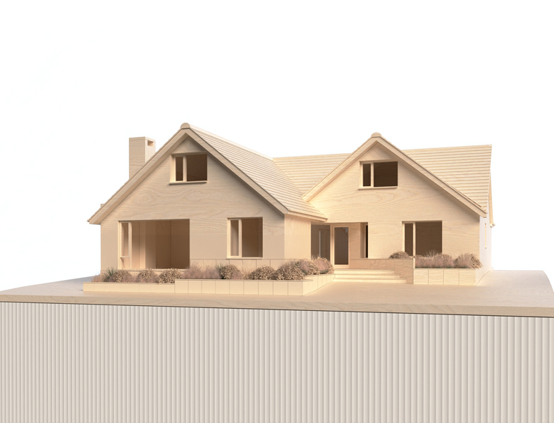 Gabled elevation to new dormer bungalow / Digital Model Image